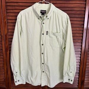 Gander Mountain Guide Series Men's Green Gingham Button-Down Shirt  - Size Large